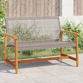 vidaXL Banco de jardim 112 cm vime PE e madeira de acácia cinzento