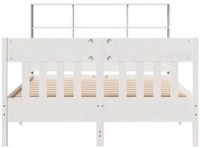 Cama sem colchão 120x190 cm madeira de pinho maciça branco