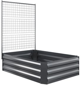 Outsunny Caixa de Plantio de Aço Galvanizado com Treliça para Plantas Trepadeiras e Fundo Aberto 80x115x125 cm Cinza Escuro | Aosom Portugal