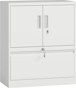 HOMCOM Armário de Arquivos Armário de Escritório com Fechadura Armário Multiuso em Aço com 2 Portas, Prateleiras Ajustáveis Branco | Aosom Portugal