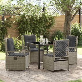 vidaXL Conjunto de Jantar para Jardim 5 Peças Cinza Claro Vime PE