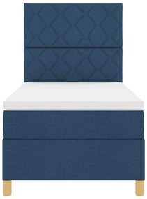 Cama Box com Colchão &amp; LED Azul 90x200 cm Tecido