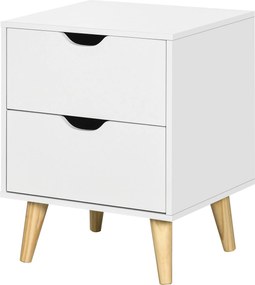 Mesa de cabeceira com 2 gavetas, estilo escandinavo, para quarto ou sala de estar, 40 x 35 x 50,5 cm, branca