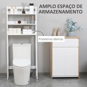 Prateleiras sobre Sanita Prateleiras de Armazenamento para Casa de Banho Lavanderia Estilo Moderno Anti-Tombo 63,5x28x156,2cm Branco