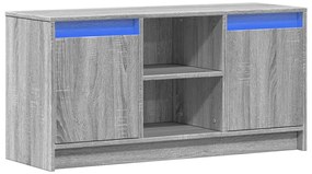Móvel de TV com luzes LED derivados de madeira cinzento sonoma