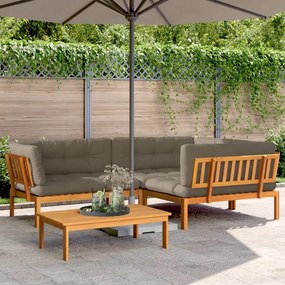 vidaXL 4 pcs móveis de paletes p/ jardim c/ almofadões acácia maciça