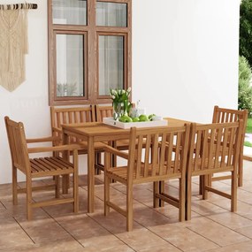 vidaXL 7 pcs conjunto de jantar p/ jardim madeira de teca maciça
