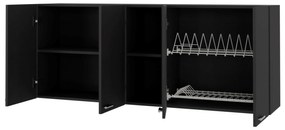Móvel de cozinha em melamina Rochet com 4 armários e 3 prateleiras 60 x 150 x 31,5 cm, Preto