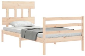 Estrutura de cama com cabeceira 90x200 cm madeira maciça