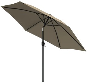 Guarda-sol exterior c/ mastro metal 300 cm cinzento-acastanhado