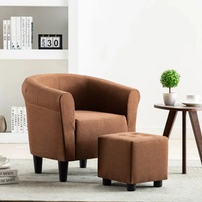 248026 vidaXL Poltrona em tecido castanho