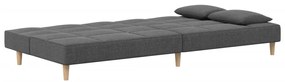 Sofá-cama 2 lugares com duas almofadas tecido cinzento-claro