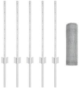 Postes de Cerca vidaXL 5 pcs U-Channel 60 cm Aço Galvanizado