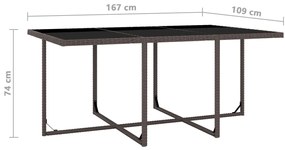 11 pcs conjunto jantar exterior com almofadões vime PE castanho