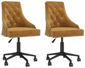 vidaXL Cadeiras de jantar giratórias 2 pcs veludo castanho
