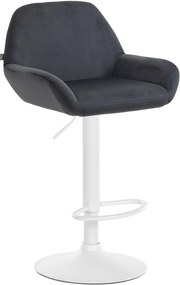 Banco de bar Braga em veludo (1 UNIDADE) com estrutura branca 51 x 89-109 x 52 cm Preto