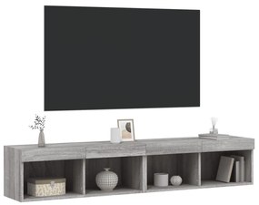 Móveis de TV com luzes LED 2 pcs 80x30x30 cm cinzento sonoma