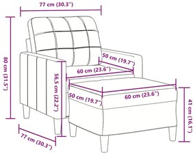 Poltrona com apoio de pés 60 cm veludo cinzento-escuro