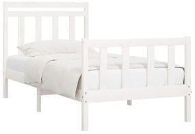 Estrutura de cama 100x200 cm pinho maciço branco