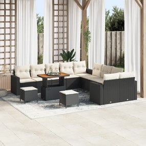 Conjunto de Sofás de Jardim vidaXL de 13 Peças com Almofadas Preto Rat