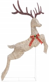 Rena voadora de Natal decorativa 120 LEDs branco quente dourado