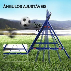 Rede de Ressalto para Futebol em Metal com Ângulo Ajustável e 20 Cordas Elásticas 96x80x96 cm Azul