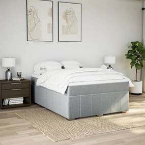 Cama com molas/colchão 140x200 cm tecido cinzento-claro