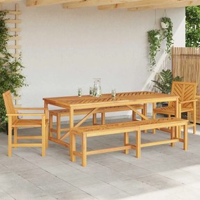 Conjunto de Jantar de Jardim com 5 Peças de Madeira Sólida de Acácia