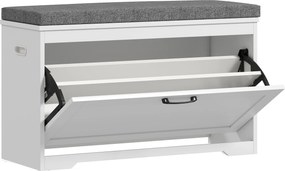 HOMCOM Banco Sapateira Moderno com Assento Acolchoado Prateleira Ajustável para 8 Pares de Sapatos 80x30x50 cm Branco | Aosom Portugal