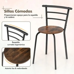 Conjunto de cozinha e jantar de 3 peças de com mesa de cozinha e 2 Cadeiras Tampo de mesa em madeira Tampo de mesa folheado a madeira Suporte adiciona