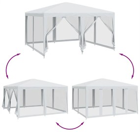 Tenda p/ festas c/ 8 paredes laterais malha 4x4 m PEAD branco