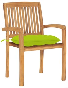 Cadeiras de jardim empiháveis c/ almofadões 8 pcs teca maciça