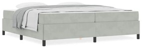 Estrutura da Cama Branco e Cinza Claro 200 x 200 cm Veludo