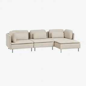 Sofá Modular Chaise Longue Direito De 3 Peças Com Módulo De Canto Oriol Espreguiçadeira Com Apoios De Braços & Tecido Creme Bege - Sklum