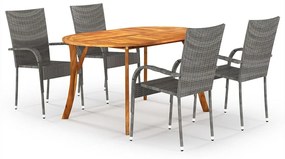 vidaXL 5 pcs conjunto de jantar para jardim cinzento