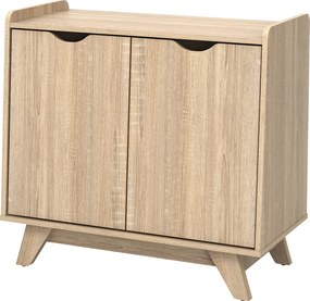 Armário de Arrumação de 2 Portas, 80 x 40 x 74 cm, Prateleira Ajustável, Cor Natural