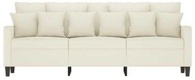 Sofá de 3 lugares 180 cm veludo cor creme