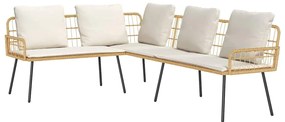 Conjunto de Sofá de Jardim 2 Peças com Almofadas em Rattan Natural