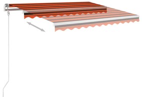 Toldo retrátil automático com postes 3,5x2,5 m laranja/castanho