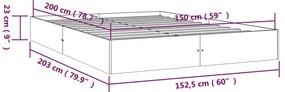 Estrutura de cama king 150x200 cm madeira maciça