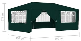 Tenda festas profissional c/ paredes laterais 4x6m 90g/m² verde