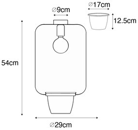 Candeeiro de tecto moderno preto com vidro rectangular - Roslini Moderno