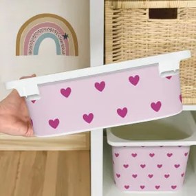 Autocolante para caixa IKEA TROFAST - Corações cor-de-rosa fúcsia