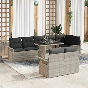 vidaXL Conjunto de 9 Peças de Sofá de Jardim com Almofadas Cinza Claro de Vime