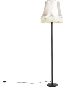 Candeeiro de pé retro preto com cúpula creme - Simplo