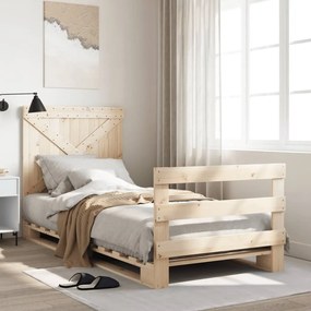 vidaXL Estrutura de cama com cabeceira 90x200 cm pinho maciço