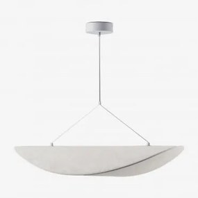 Lâmpada De Teto Pendente Led Em Tecido Zelvon Branco & ↔︎ 80 Cm - Sklum