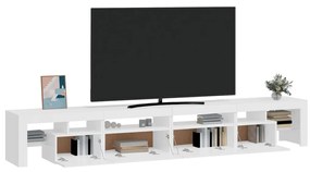 Móvel de TV com luzes LED 260x36,5x40 cm branco brilhante