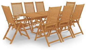 vidaXL 9 pcs conjunto de jantar para jardim madeira de teca maciça