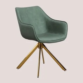 Cadeira de jantar em couro sintético Lucy Verde Cáqui & Dourado - Sklum